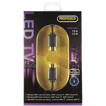 Profigold PROL1201 High Speed HDMI Cable with Ethernet HDMI Connector - HDMI Connector 1.00 m Black - Jamsticks