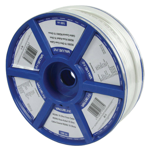 Valueline VLSR40900R100 RG59 5.5 mm 100 m  Coax Cable On Reel - Jamsticks